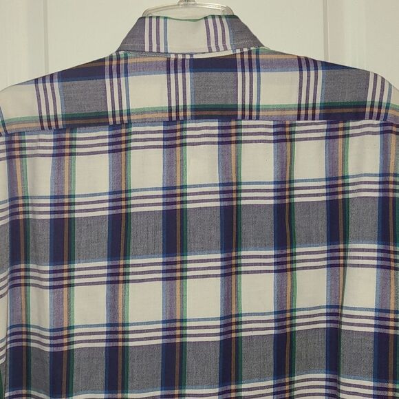 Van Heusen Sportswear Men's Purple Stripe Plaid Long Sleeve Button Down Shirt - Picture 8 of 8